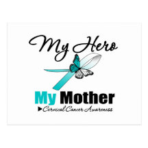 Cervical Cancer Ribbon My HERO My Mother Postcards