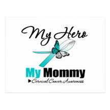 Cervical Cancer Ribbon My HERO My Mummy Post Cards