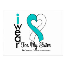Cervical Cancer Ribbon Support Sister Postcard