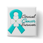 Cervical Cancer Survivor Flower Ribbon buttons