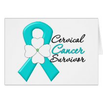 Cervical Cancer Survivor Flower Ribbon Card