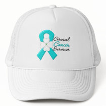 Cervical Cancer Survivor Flower Ribbon Trucker Hats