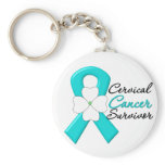Cervical Cancer Survivor Flower Ribbon keychains