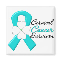 Cervical Cancer Survivor Flower Ribbon Fridge Magnets