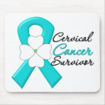Cervical Cancer Survivor Flower Ribbon mousepads