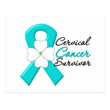 Cervical Cancer Survivor Flower Ribbon Postcards