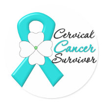 Cervical Cancer Survivor Flower Ribbon Stickers