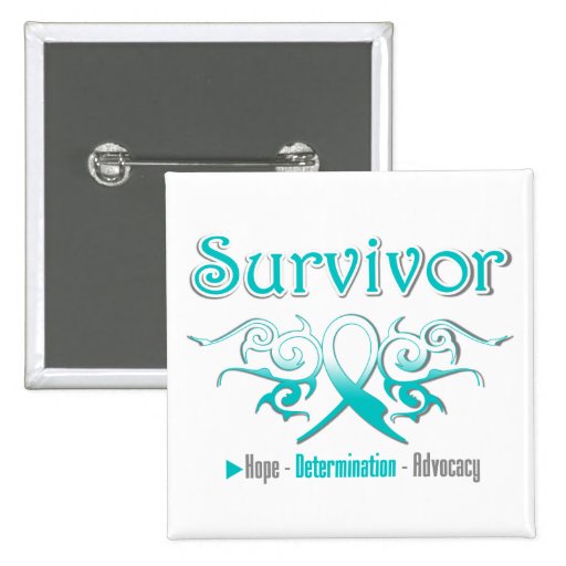 Cervical Cancer Survivor Tribal Ribbon Buttons