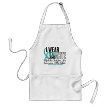 CERVICAL CANCER Teal White For Fighters Survivors Apron