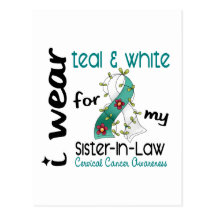 Cervical Cancer Teal & White For My Sister-In-Law Post Cards
