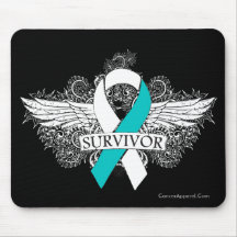 Cervical Cancer Winged SURVIVOR Ribbon Mousepad