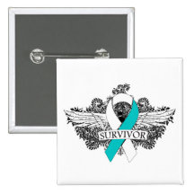 Cervical Cancer Winged SURVIVOR Ribbon Pins