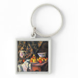 Cezanne still life apples peaches vase pretty art keychains