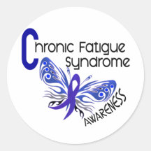 CFS Chronic Fatigue Syndrome Tattoo Butterfly Round Sticker