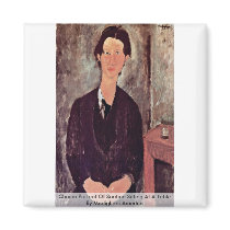 Chaiim Portrait Of Soutine Sitting At A Table Fridge Magnet