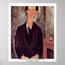 Chaiim Portrait Of Soutine Sitting At A Table Print
