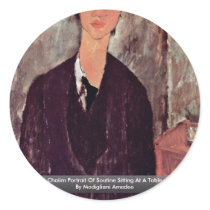 Chaiim Portrait Of Soutine Sitting At A Table Round Sticker