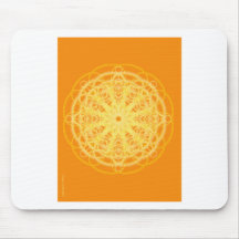 Chakra Mandala Sacred Geometry Bright Orange Mouse Pads