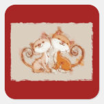 Chalk Drawing of Two Kittens Square Stickers