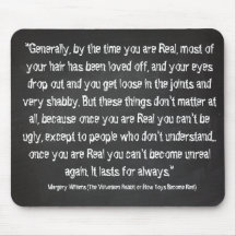 Chalkboard quotes - Velveteen Rabbit Mousepad