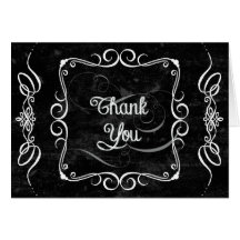 Chalkboard Style Rustic Swirl Thank You Note Cards