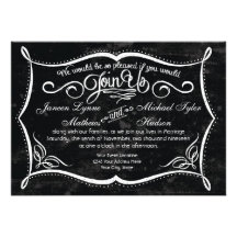 Chalkboard Style Rustic Swirl Typographic Invites
