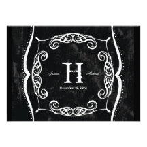 Chalkboard Style Rustic Swirl Typographic Invites