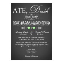 Chalkboard Style Wedding Reception Only Invite