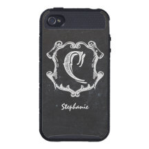 Chalkboard Typography Monogrammed Initial C Case For iPhone 4