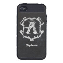 Chalkboard Typography Monogrammed Initial Cover For iPhone 4