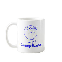 Challenge Accepted Blue & White Text Coffee Mugs