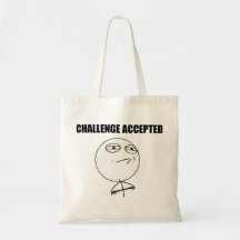 Challenge Accepted Rage Face Comic Meme Tote Bags
