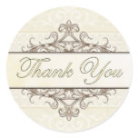 Champagne and Gold Filigree Thank You Sticker