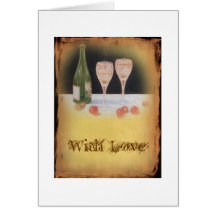 Champagne and Strawberries Grunged Greetings Card