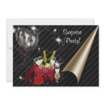 Champagne Balloons Black Surprise Birthday Party
