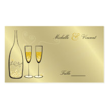 Champagne Bubbles Golden Place / Table Name Card Business Cards