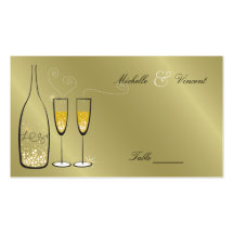 Champagne Bubbles Golden Place / Table Name Card Business Card Template