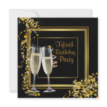 Champagne Confetti Black Gold 50th Birthday Party invitations