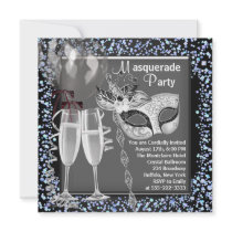 Champagne Confetti Silver Black Masquerade Party