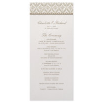 Champagne Damask Monogram Wedding Program