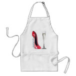 Champagne Flute Glass and Corkscrew Stiletto Shoe aprons