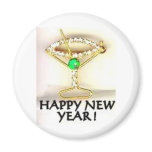 CHAMPAGNE GLASS RHINESTONE PIN magnets