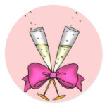 Champagne Glasses with Pink Bow Stickers