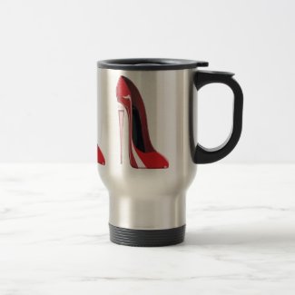 Champagne heel red stiletto shoe art mug