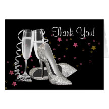 Champagne High Heel Shoes Thank You Cards