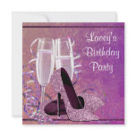Champagne High Heel Womans Hot Pink Birthday Party invitations
