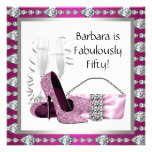 Champagne High Heels Womans Pink & Black Birthday Personalized Invitation