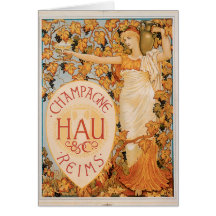 Champagne Reims Vintage Wine Drink Ad Art Card