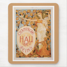 Champagne Reims Vintage Wine Drink Ad Art Mousepad
