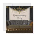 Chandeleir Zebra Sofa Housewarming Party invitations